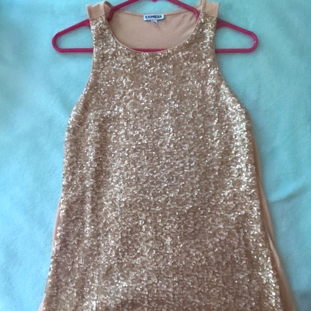 Express Gold Sequin Tank Top